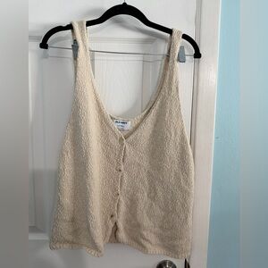 Old Navy Beige Knit Vest Button Down Top Size Large LONG